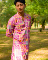 Patchwork Block PrintKurta with Zari Work